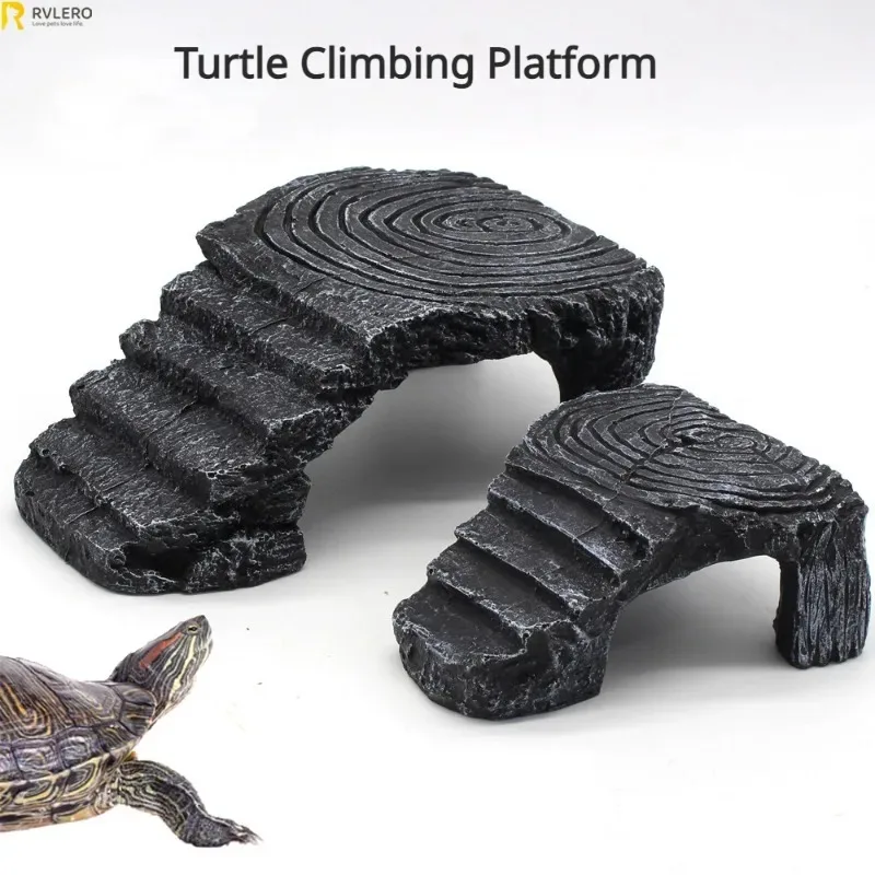 

Turtle Climbing Platform Fish Tank Landscaping Decor Resin Stone Sundeck Reptile Resting Platform Hidden Cave Aquarium Ornaments