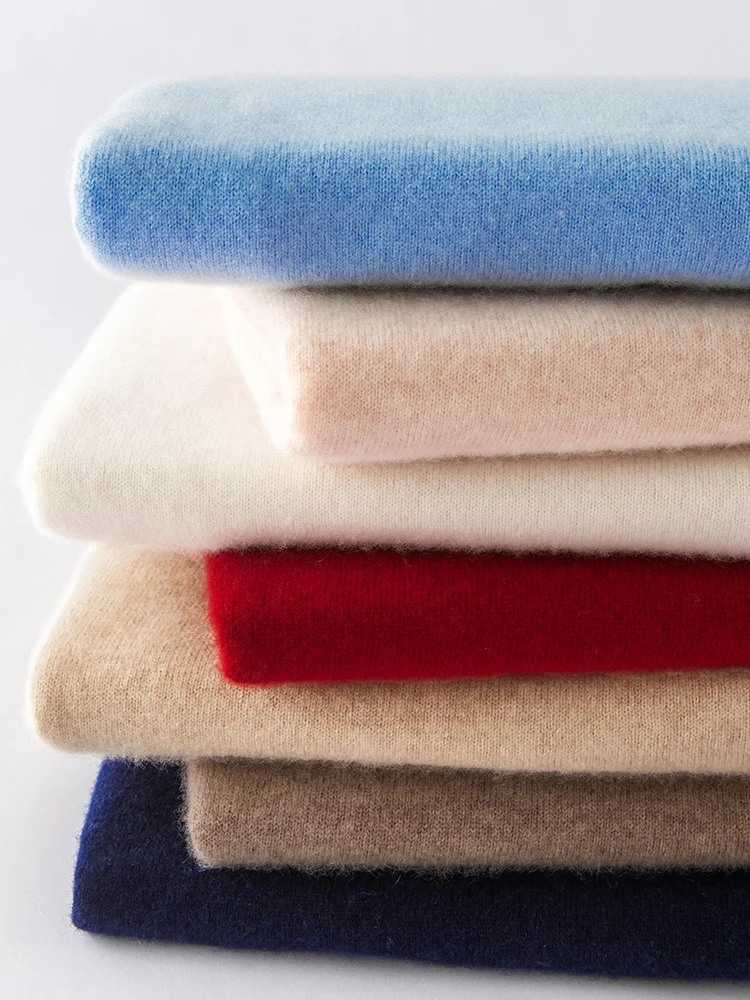 TLOML 신상 여성용 100% 캐시미어 스웨터 O넥 긴팔 풀오버 가을 겨울 부드럽고 따뜻한 기본 캐시미어 니트웨어 편안한 상의