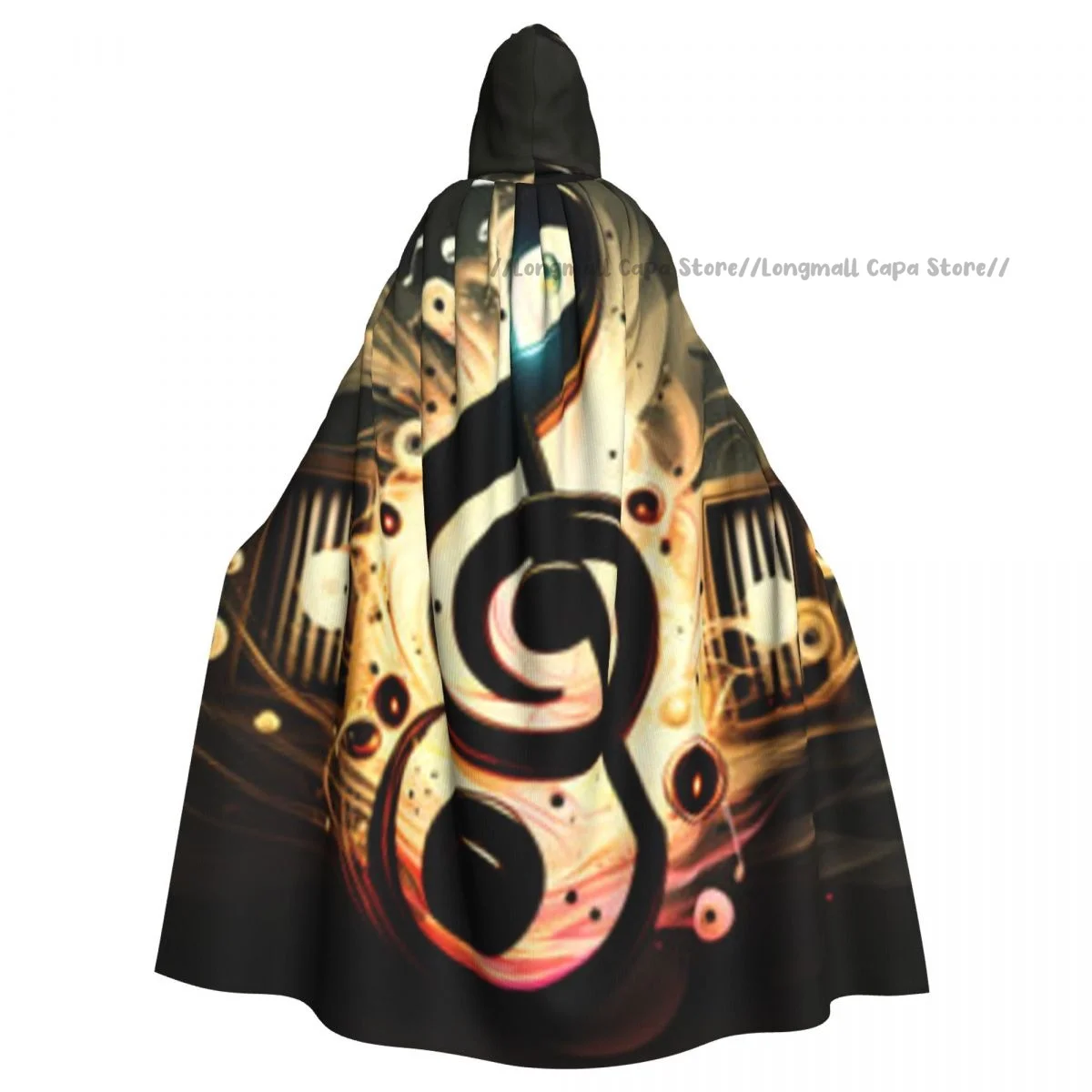 

Witch Cloak Abstract Music Notes And Swirls Halloween Cosplay Costume Unisex Adult Cloak Retro Ages Cape