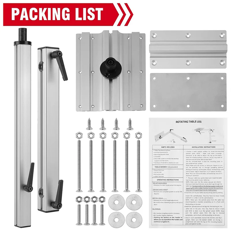 Black Removable Foldable Table Leg, Multi-Use For RV Yacht And Marine Campervans