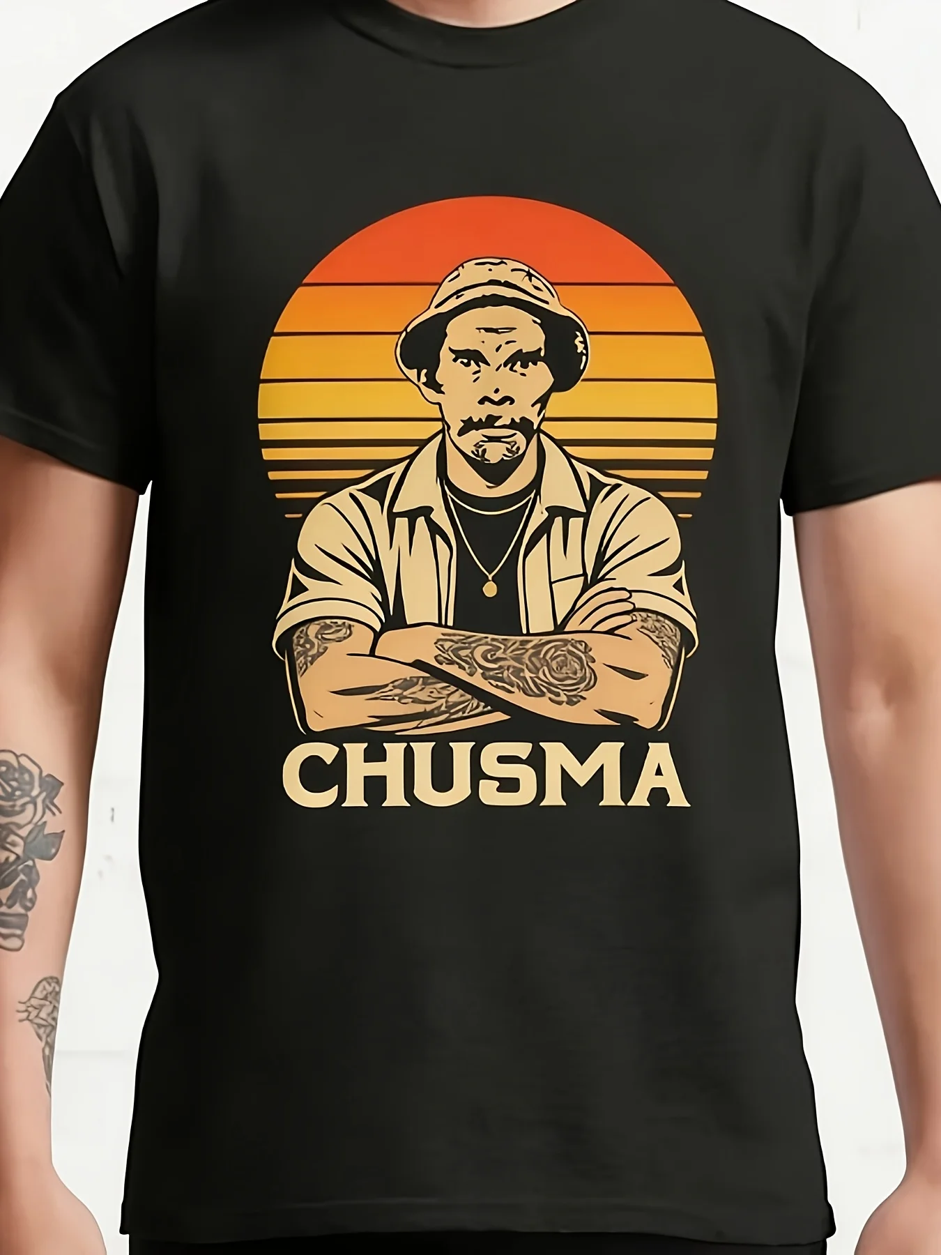 Men's Black Tee with Design, Ideal for Casual Travel, Sports, And Comic Use, Perfect for Easter, Halloween, Thanksgiving,
