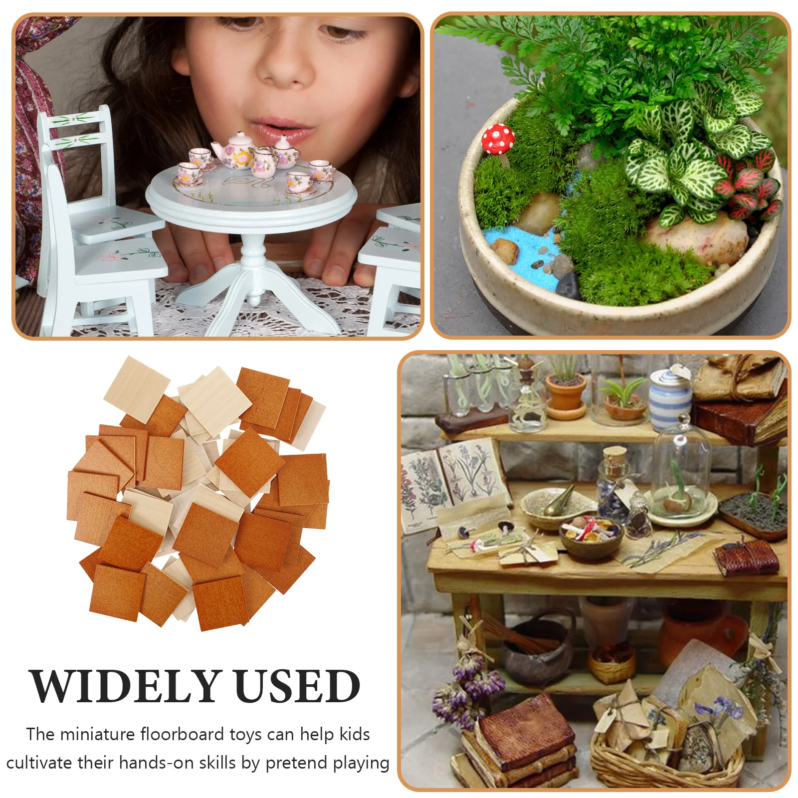 

48 шт. мини-домик, пол из дерева, стабильный, долговечный, имитация декора для DIY, креативная игровая коллекция, детская ручная работа