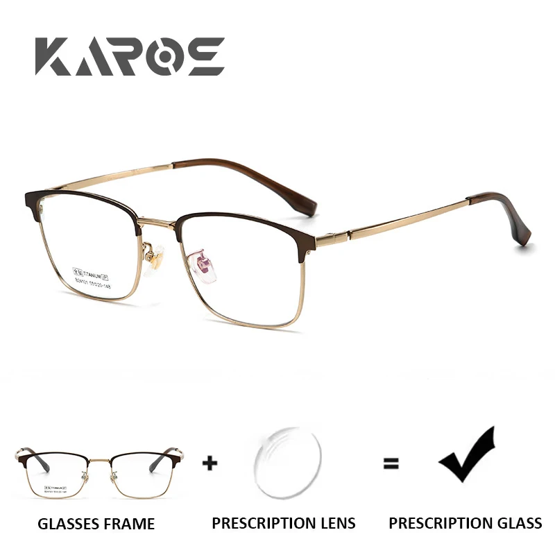 

KAROS Pure Titanium Prescription Glasses Square Anti Blue Light Myopia Eyeglass For Men Progressive Optical Eyewear