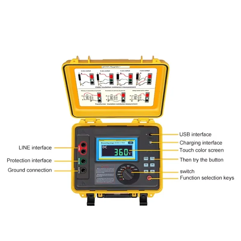 Insulation Resistance Tester 10KV Digital Megohmmeter 5000V High Voltage Portable Mega Tester For Cable
