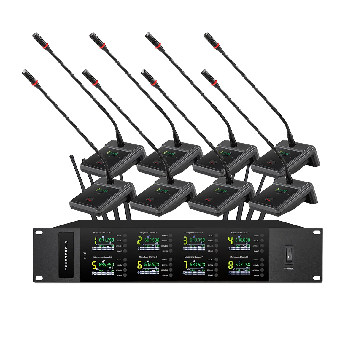 

TDM108 Series UHF 8 Channels Wireless Microphone Conference Microphone System