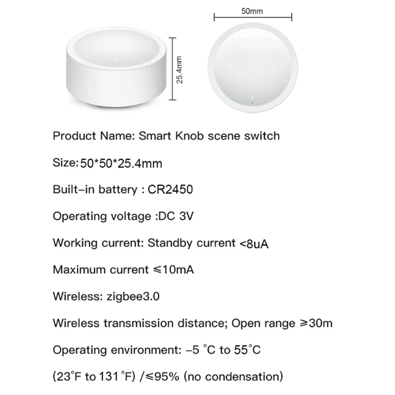 Tuya Zigbee Knob Switch Wireless Scene Button Rotatable Dimmer Switch Smart Home Automation Linkage Remoter