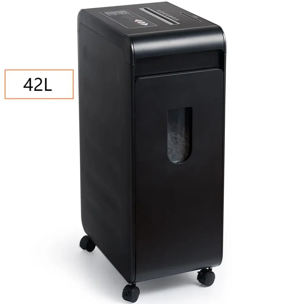 

42L Industrial Paper Shredder P4 22 Sheets Non-stop Cross Cut CD Manual Destroyer Device Equipment for Office Commercial Use