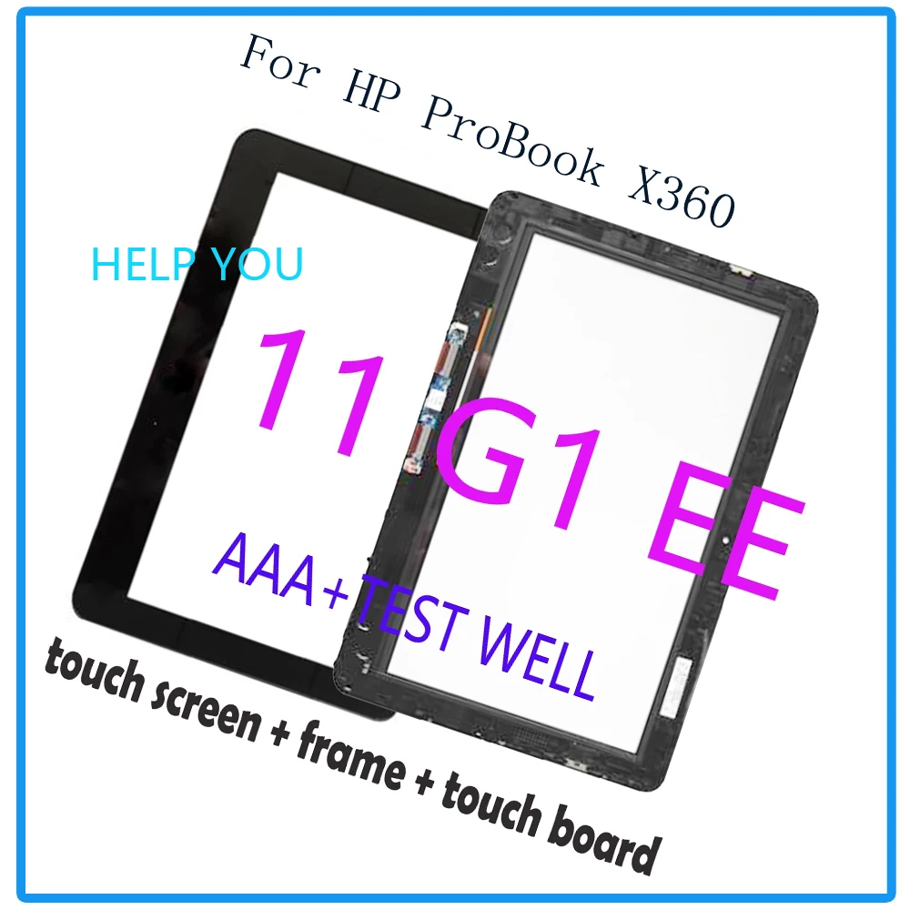 

Tested 11.6" Panel For HP ProBook X360 11 G1 EE Touch Screen Digitizer Front Glass Lens with Frame Bezel Replacement