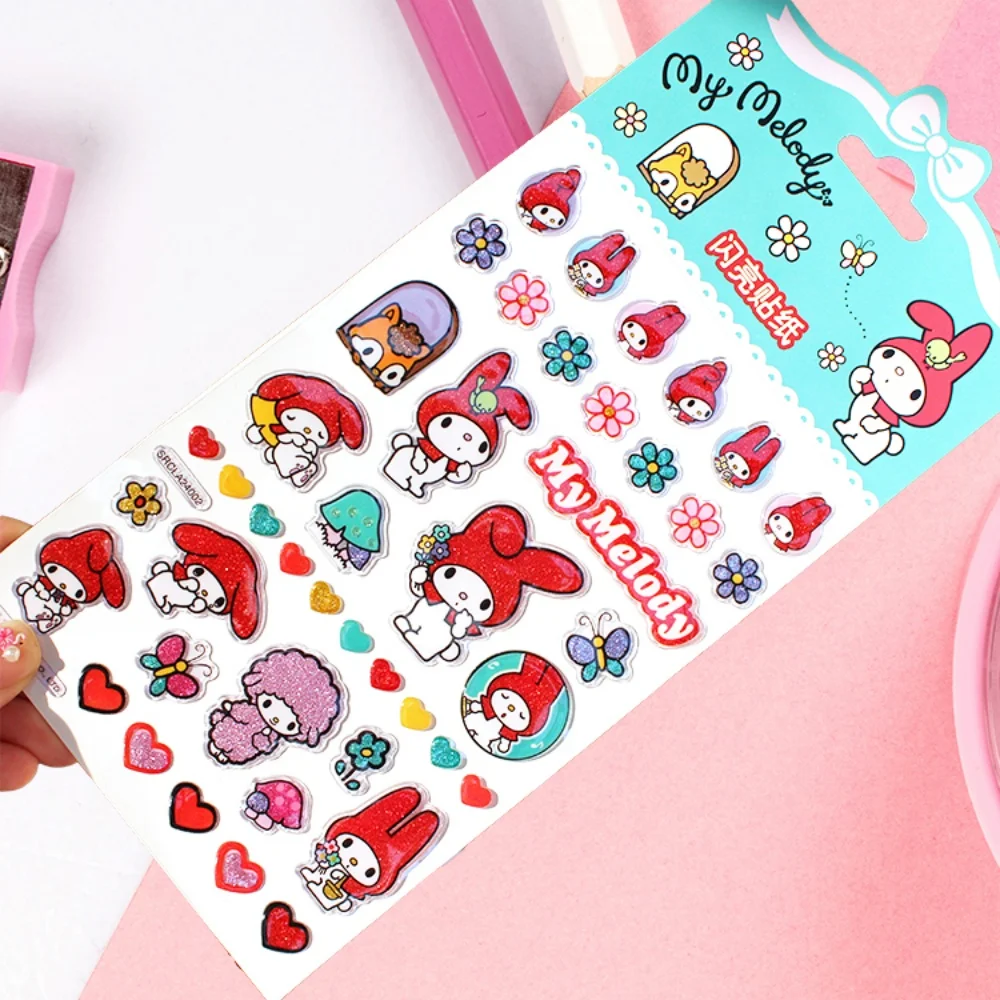 Echte Sanrio Sticker Hello Kitty Melody Handgemaakte DIY Notebook Desktop Creatieve Decoratie Waterdichte Decals Meisjes Geschenken
