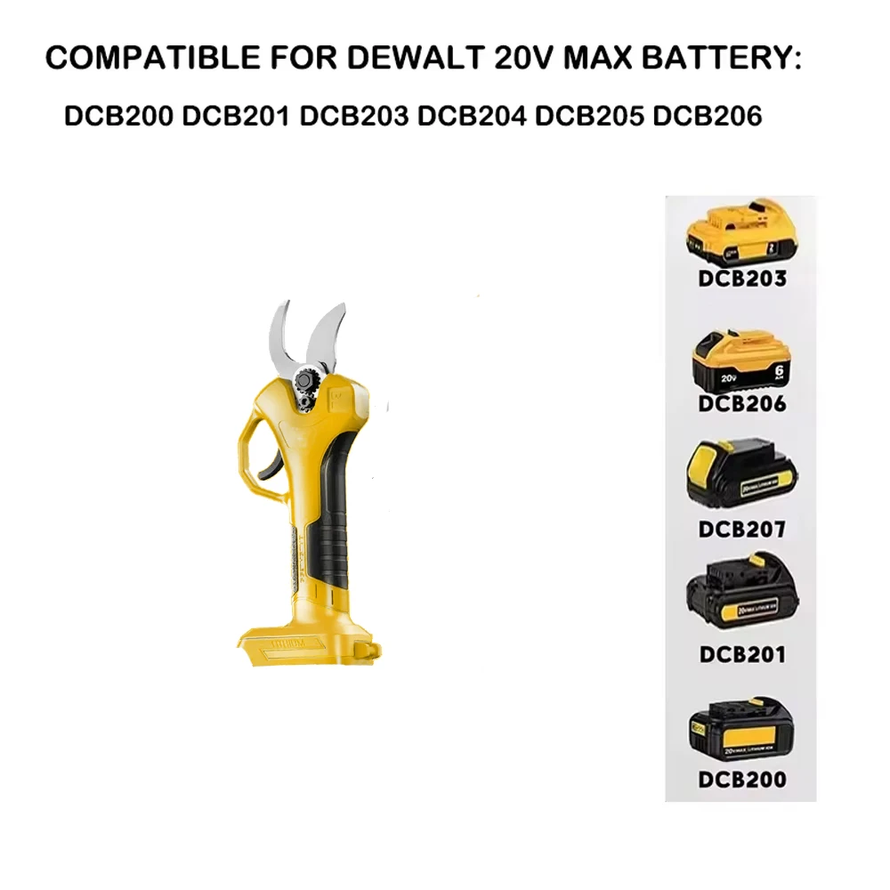 ไร้สายBrushlessไฟฟ้ากรรไกรตัดแต่งกิ่งสวนเครื่องมือไม่มี/จอแสดงผลLEDใช้งานร่วมกับDewalt 18Vแบตเตอรี่ผลไม้Pruner