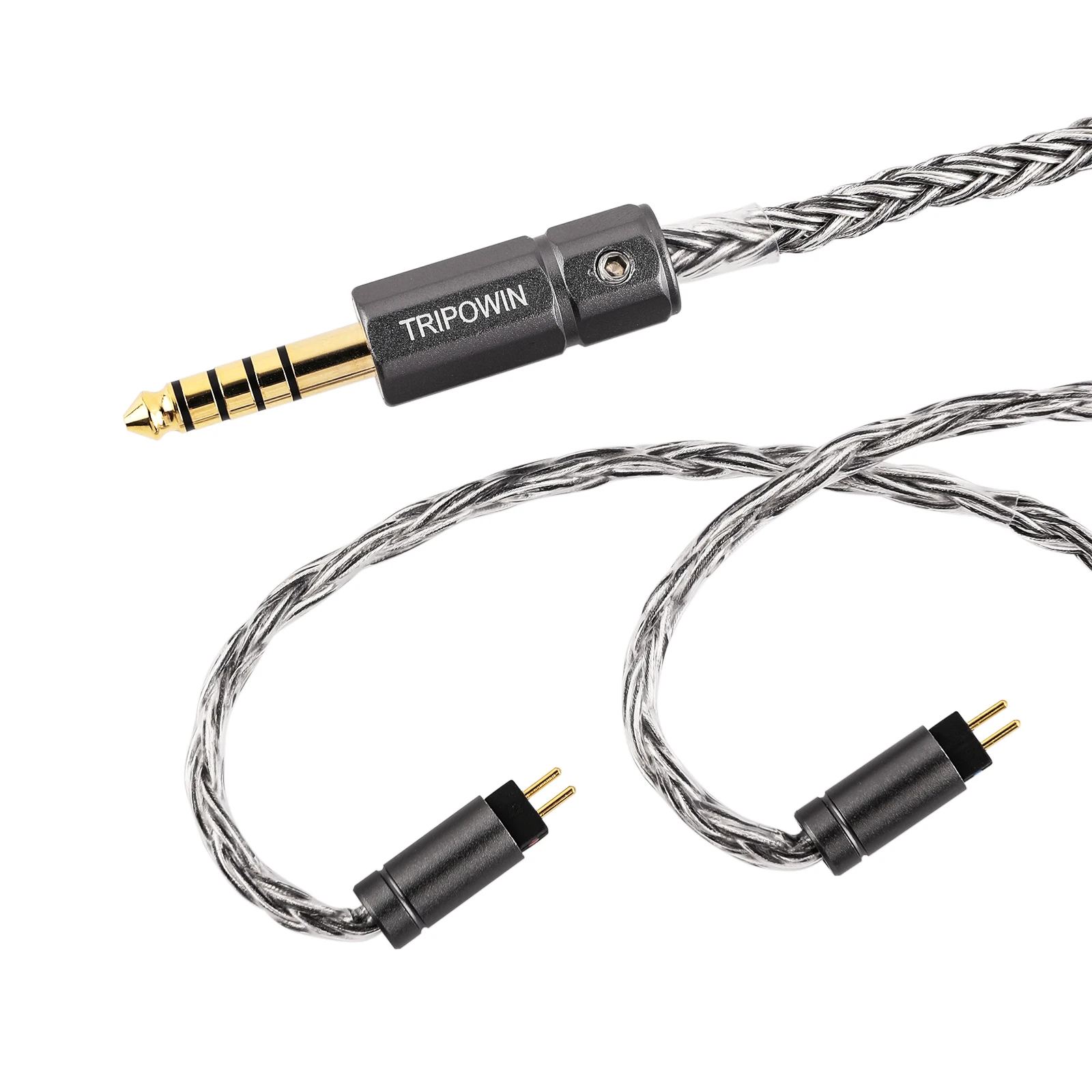 Tripofin-prata chapeado cabo de liga para fone de ouvido, cobre e grafite, 16 core, hifi cabo de substituição, s-02 iem