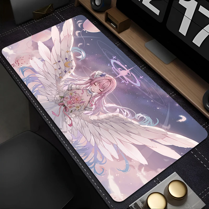 

Mouse Pad PC Gaming Accessories Cute Mousepad Laptop Anime Blue Archive Kawaii Keyboard Pad Pink Angel Girl Misono Mika Desk Mat
