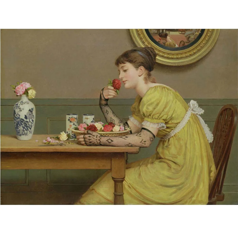 100% hand painted high quality reproduction of Roses by George Dunlop Leslie Realistic beauty oil painting Home wall decor