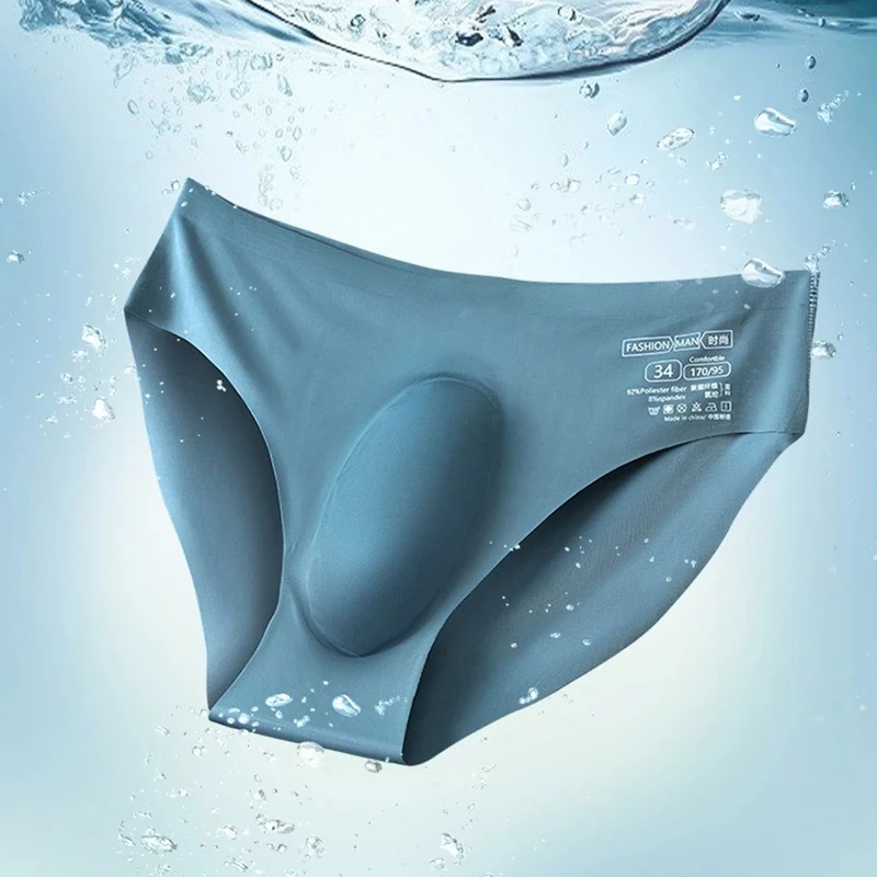 4 Pcs/Lot Men's Summer Sexy Ice Silk Seamless Briefs Ultra-Thin Skin-Friendly Comfortable Breathable Sports Mid-Rise Underwear