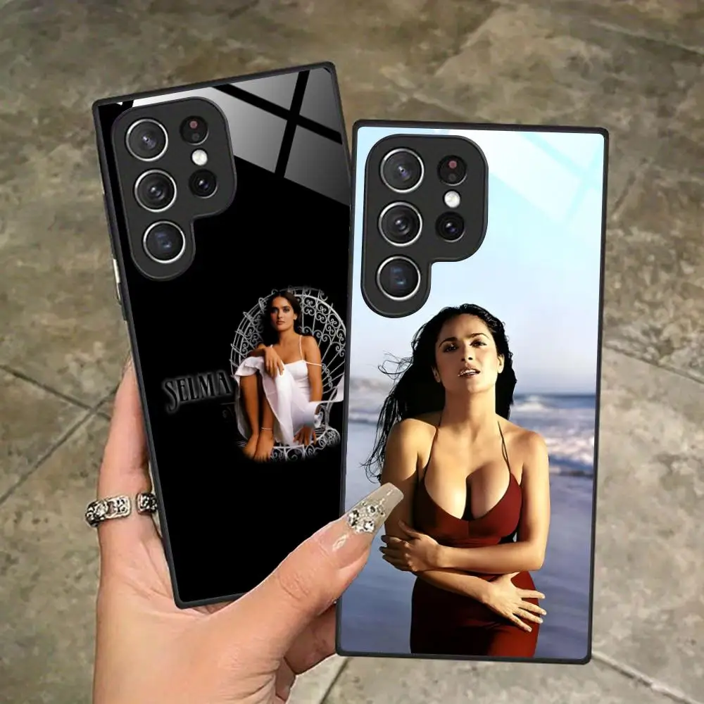 Salma Hayek Mobile Phone Case for Samsung Galaxy A56 55 54 53 52 51 36 35 34 23 16 15 5G Glass Colorful Cover Luxury Cellphones