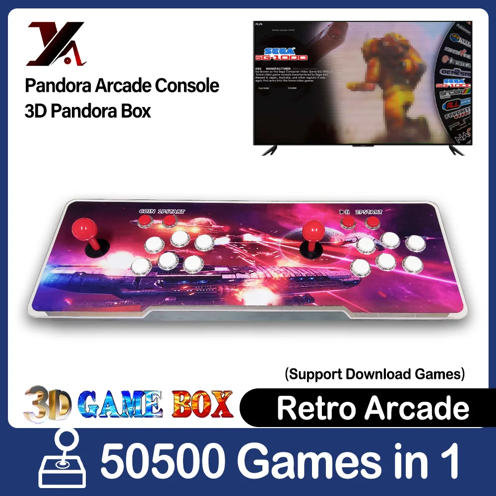 50500 in 1 Pandora Arcade consola box 2025 3D Retro Game Console joystick arcade  8 Way Joysticks Push Buttons