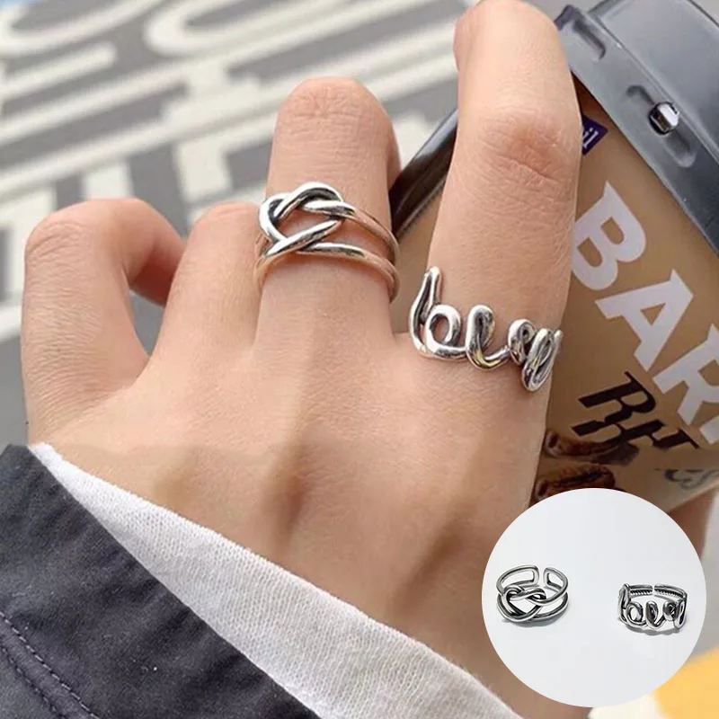 

100% 925 Sterling Silver Geometric Open Ring for Women Girl Fashion Irregular Knot Design Jewelry Birthday Gift Dropshipping