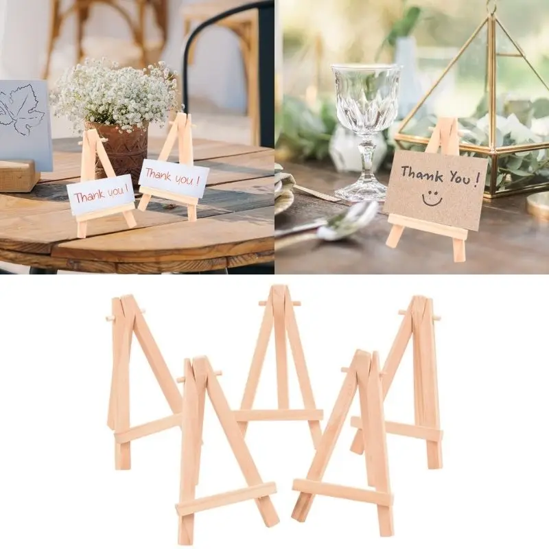 5pcs Wooden Mini Easels Party Table number Card Stand Photo display stand Painting frame DIY Wedding Engagement Decor Supplies