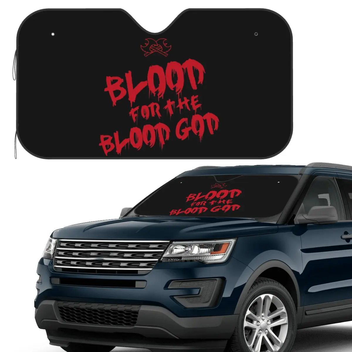 

Khorne Chaos God Graffetti - Blood For The Blood God Fantasy Version Sunshade Windscreen Car Front Windshield Window Sun Visor
