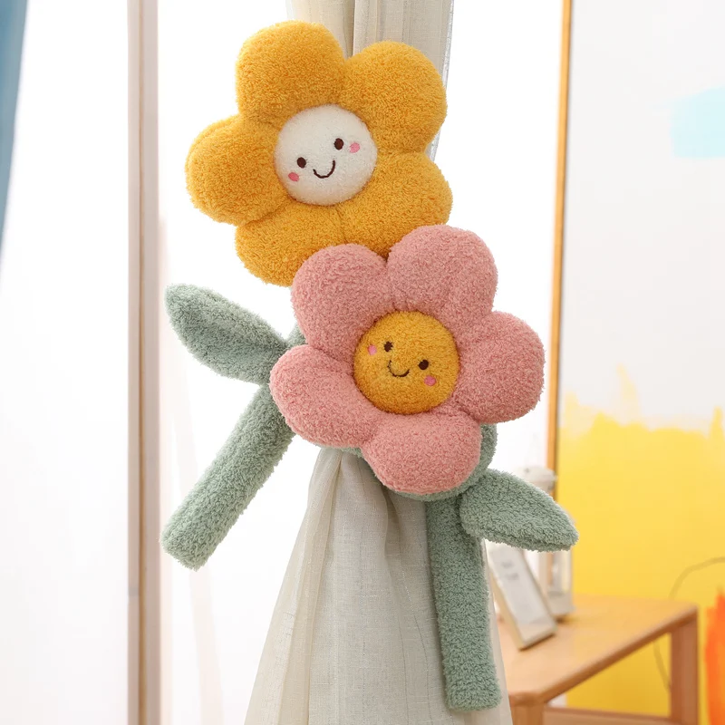 Cute Flower Multifunctional Curtain Buckle Plush Toys Stuffed Soft Creative Plants Dolls Kids Toys Girls Gift Home Decoration