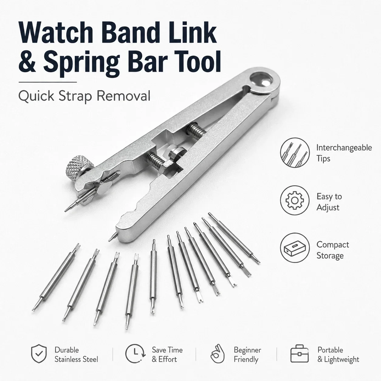 Spring Bar Pliers Watch Repair Tool - V-Shaped, Scratch-Resistant Band Remover for Luxury Delicate Watch Maintenance