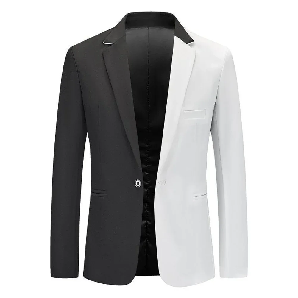 Men Suit Coat 2 Colors Blocking Blazers Party Single Buttons Slim Fit Design Causal Fashion Business Commuting Men Blazer