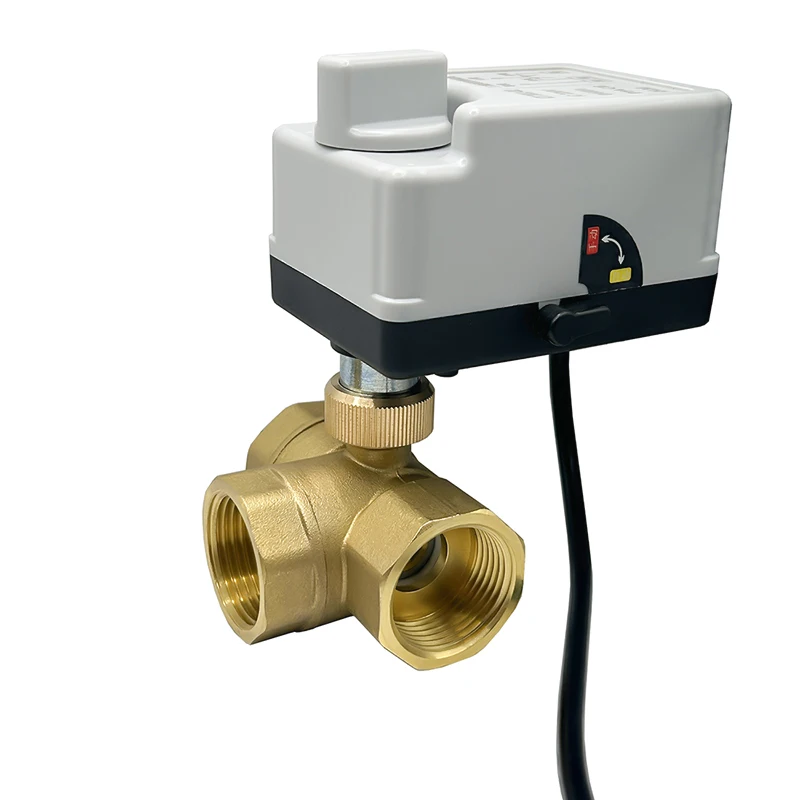 

DN15-DN50 3 Way Brass Motorized Ball Valve 3-Wire 2-Control Electric Actuators with Manual Switch 220V 12V 24V