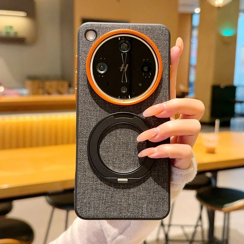 

Grain Line Phone Case For OPPO Find X8 Pro Magnetic PC Hard Shell Protective Solid Color With Holder Find X8 Ultra Back Cover