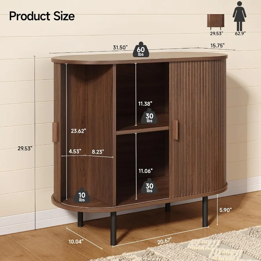 Sideboard Buffet Cabinet Sliding Door/Adjustable Shelf