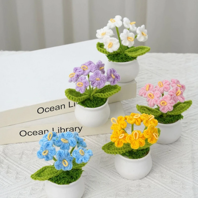 

Ручная вязка в горшке украшение автомобиля «Забудь меня, а не офисный орнамент»