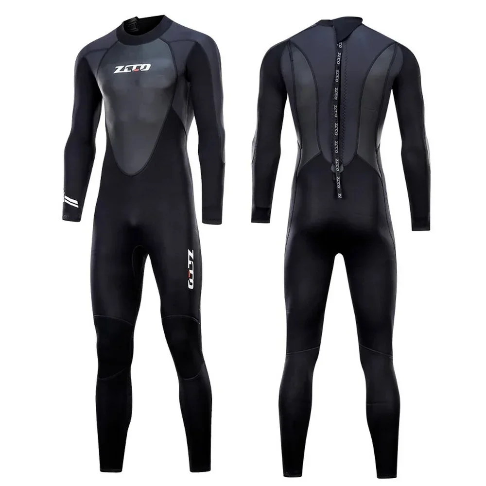 

3mm Neoprene Professional Diving Suit Men Women Color Matching Long-sleeved Trousers Back Zipper One-piece Snorkeling Surf Suit