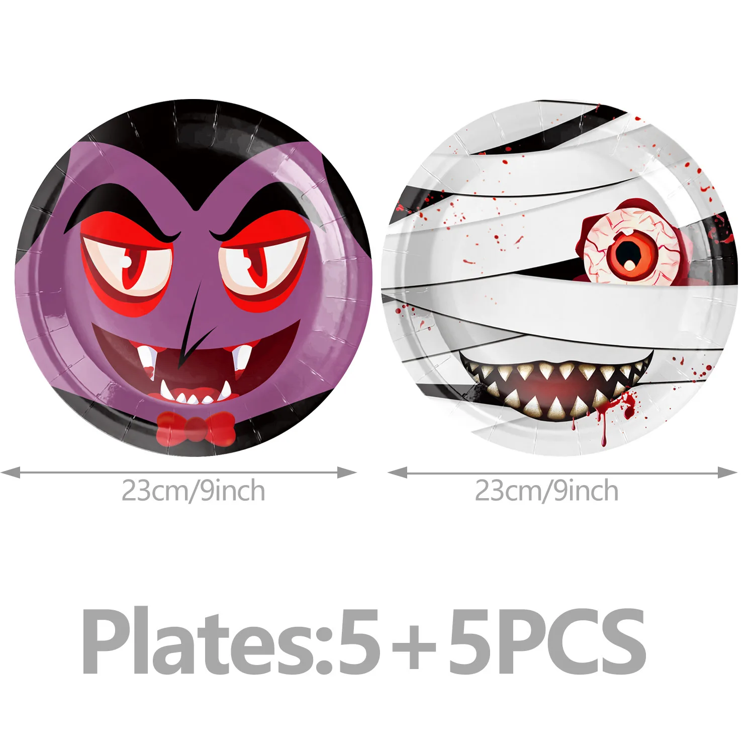 Halloween Pappteller Kürbis Zombie Geist Monster Fledermaus Einwegteller Tassen Halloween Abendessen Geschirr Dekoration Lieferungen – Detail 6