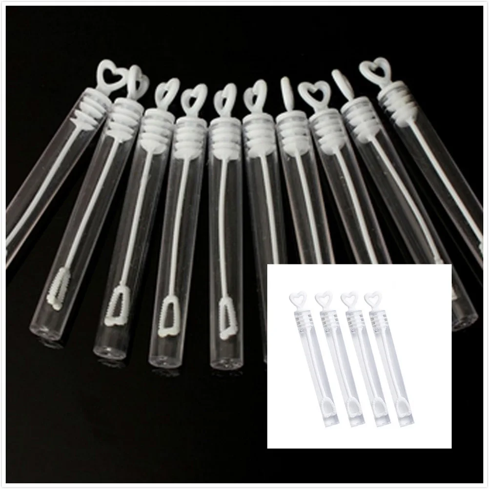 96 Uds. Palillos de burbujas de corazón, ligeros, blancos, recuerdos de fiesta, decoraciones de boda, varitas de burbujas para juegos al aire libre