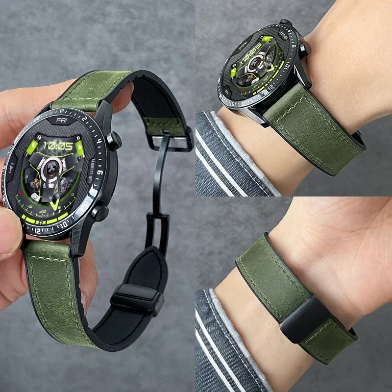 20mm 22mm magnetisches Leder armband für Huawei Uhr 4/4pro gt4/3 gt2 gt 2pro gt 3 pro gt4 46mm Armband Armband Correa