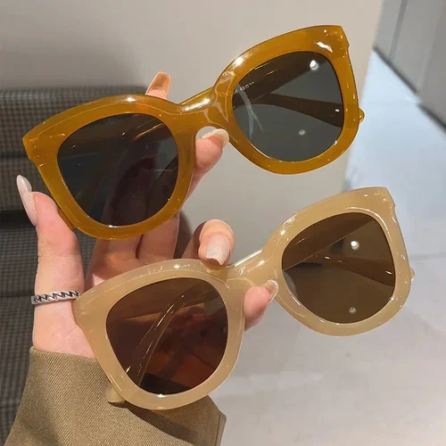 Gafas de sol de ojo de gato de gran tamaño para mujer, anteojos coloridos de diseñador de marca Popular, moda femenina, nueva