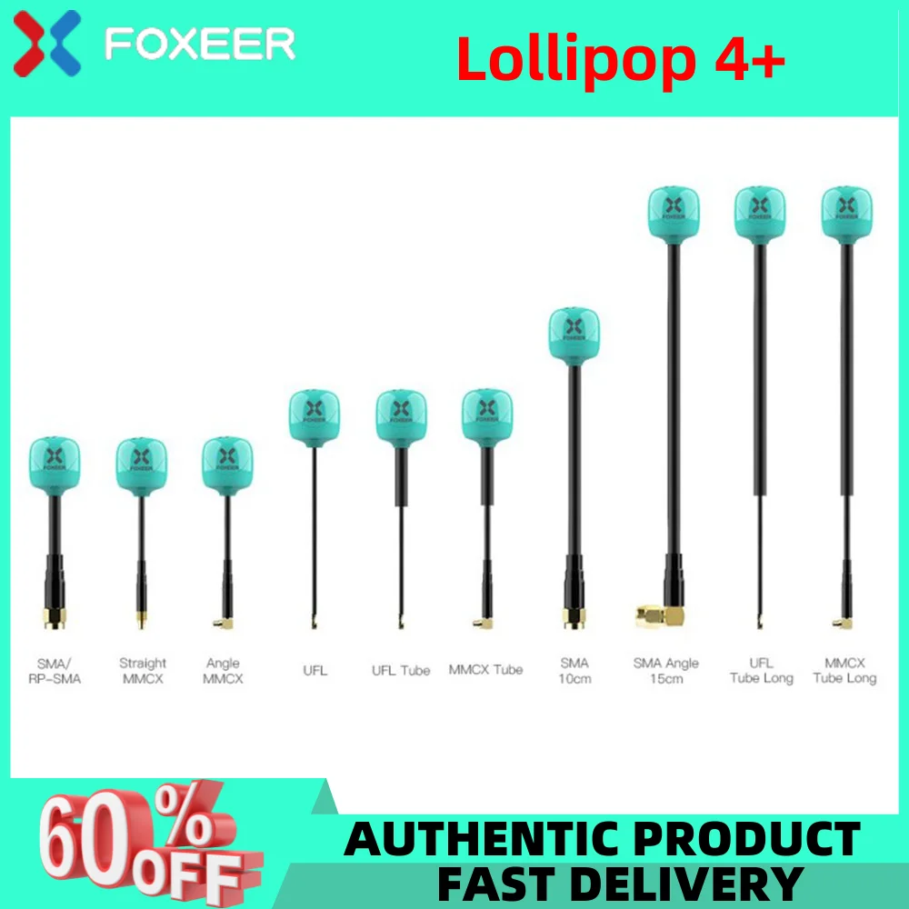 

2PCS Foxeer Antenna Lollipop 4 Plus 4+ FPV Antenna 5.8G 2.6Dbi RHCP SMA RPSMA UFL MMCX FPV Omni LDS Antenna For FPV Drone