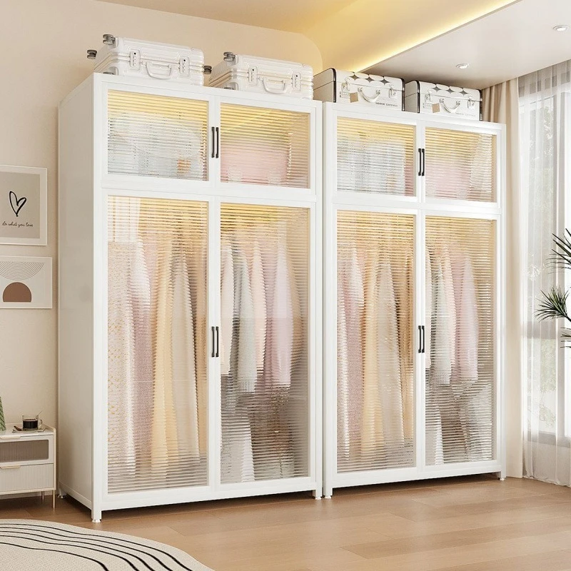 

Simple wardrobe, bedroom, home rental, assembled metal all-steel frame, new wardrobe, small apartment storage cabinet