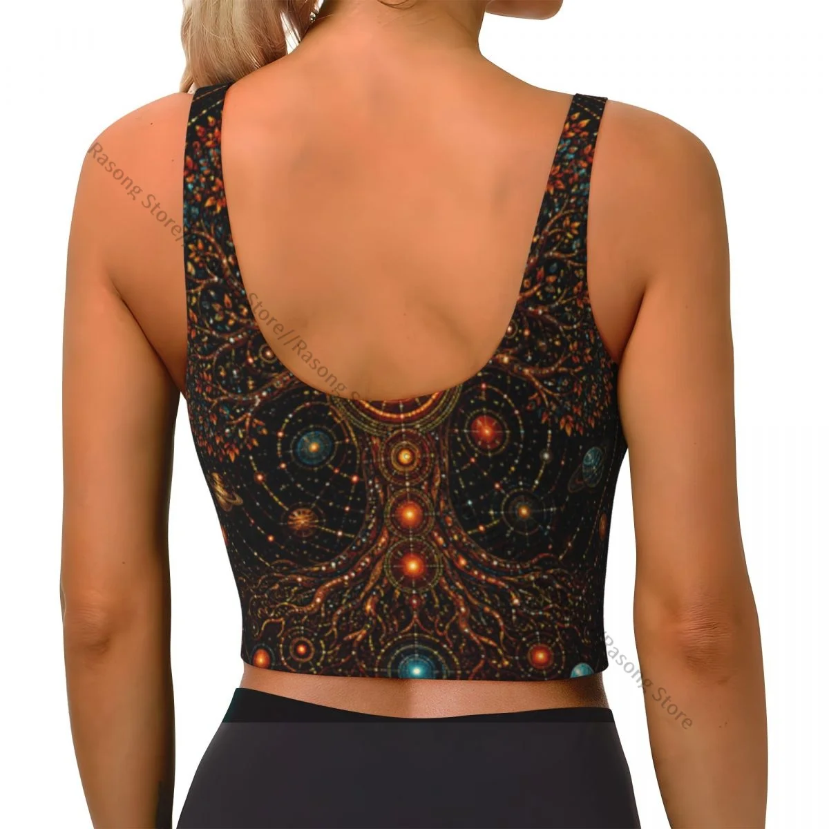 Sports Bra Women Running Yoga Clothes Vest Mystical Tree Of Life With Dot Art Mandala Pattern Gathering Fitness Vest