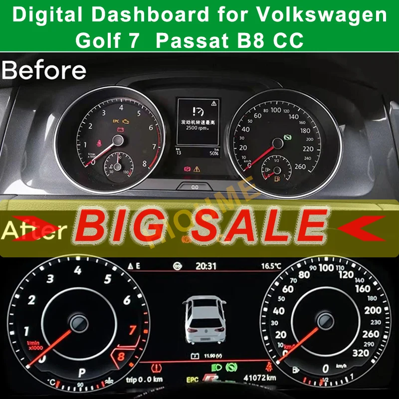 Car Instrument Cluster Speedometer Gauges Dashboard Panel LCD Monitor Miles For Volkswagen Golf 7 R Golf 7 MK7 GTi Passat B8 CC