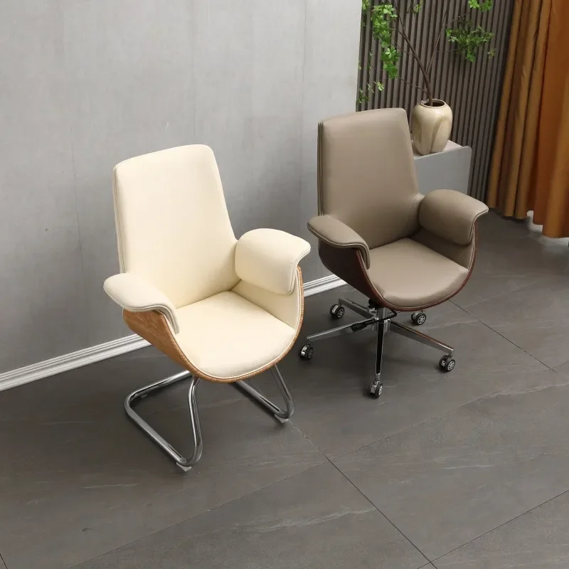 Luxury Office Reception Chair Ergonomic Leather Boss Meeting Chair Modern Light Luxury Computer Seat for Business Negotiation view 4
