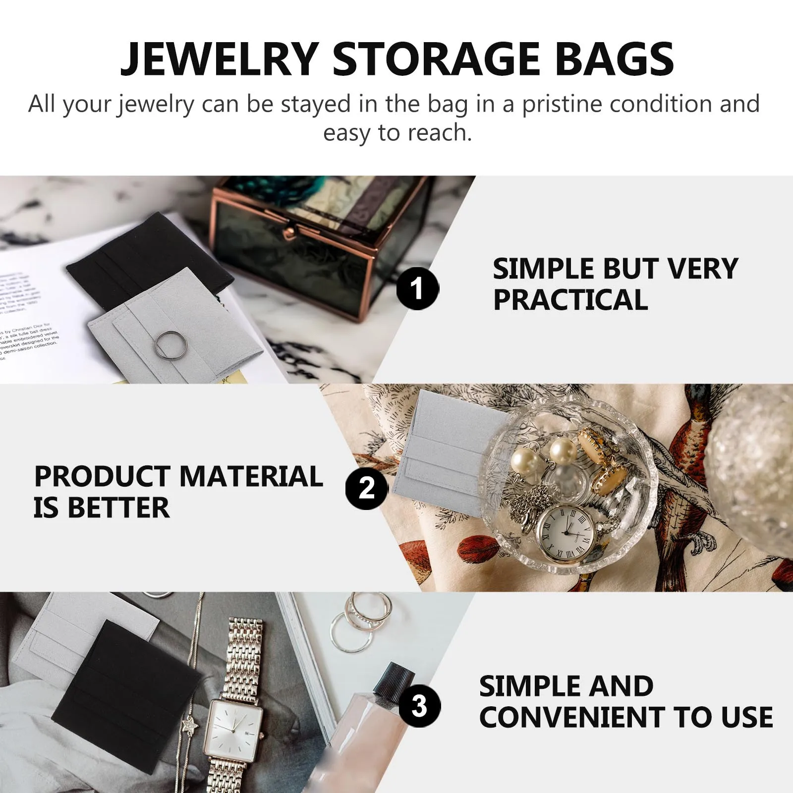 

2pcs Jewelry Pouch Premium Flannelette Storage Bag For Ring Necklace Jade Beads Gift Wrapping Organizer Container