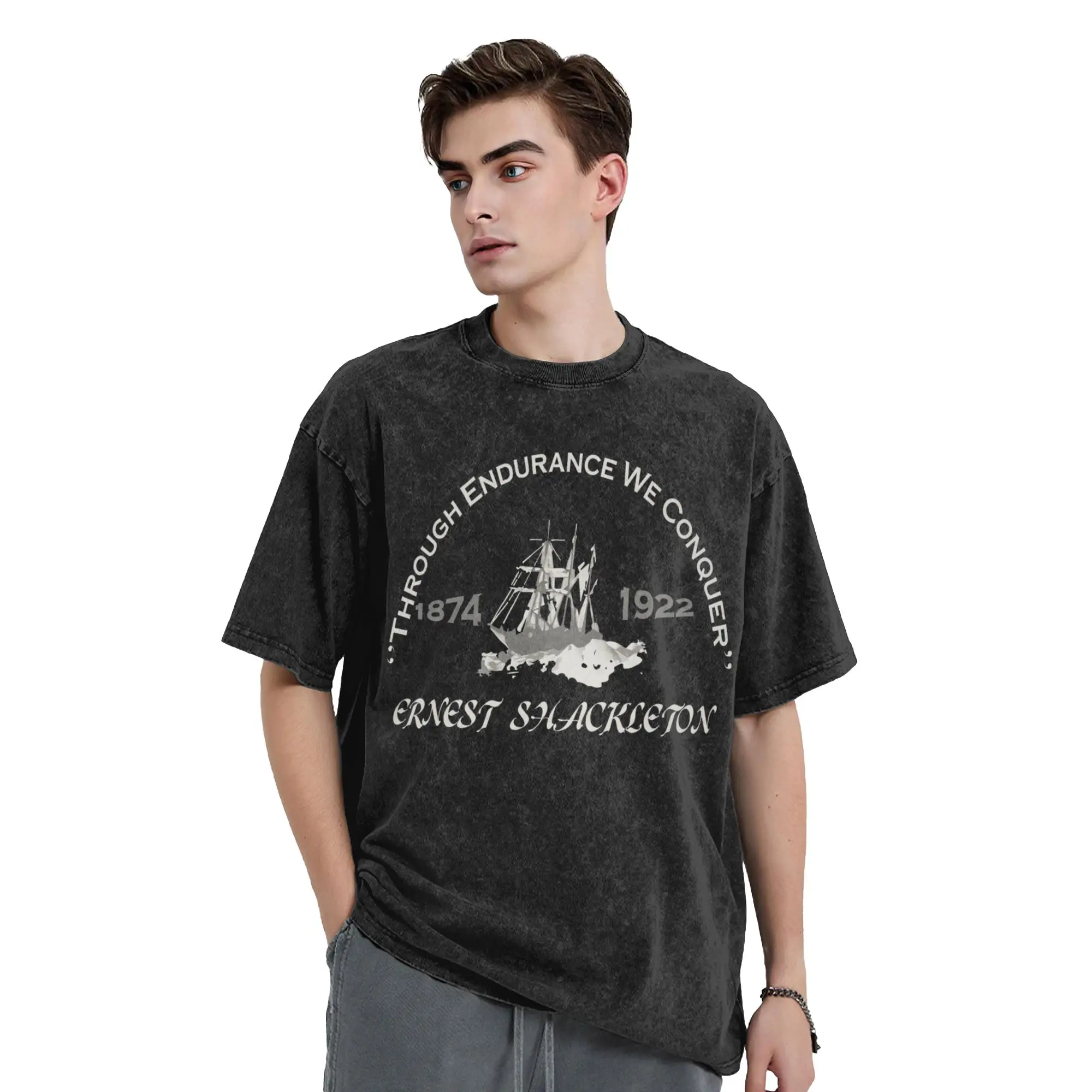Sir Ernest Shackleton - Through Endurance We Conquer  T-Shirt Summer   Oversize Top Tees Short-Sleeved Aesthetic Tshirt