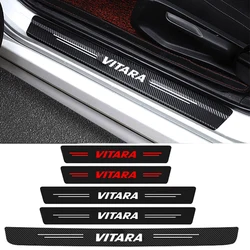 Carbon Fiber Car Door Threshold Stickers for Suzuki VITARA Emblem Protective film Pedal Guards Trunk Sill Scuff Plate Decals