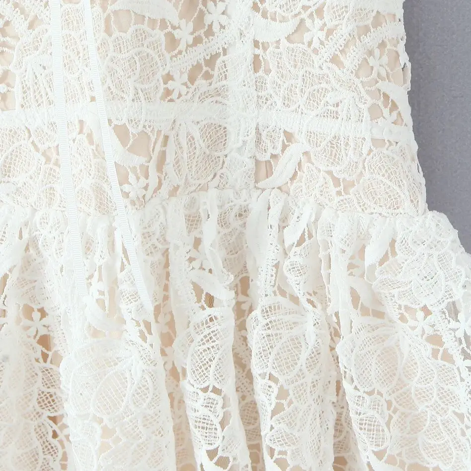 Sukienka damska 2025, seksowna, beżowa, haftowana, ażurowa, koronkowa, z dekoltem w serek, typu halter, dopasowana, z niskim stanem, marszczona, rozkloszowana, balowa, krótka, sukienka, szlafrok.