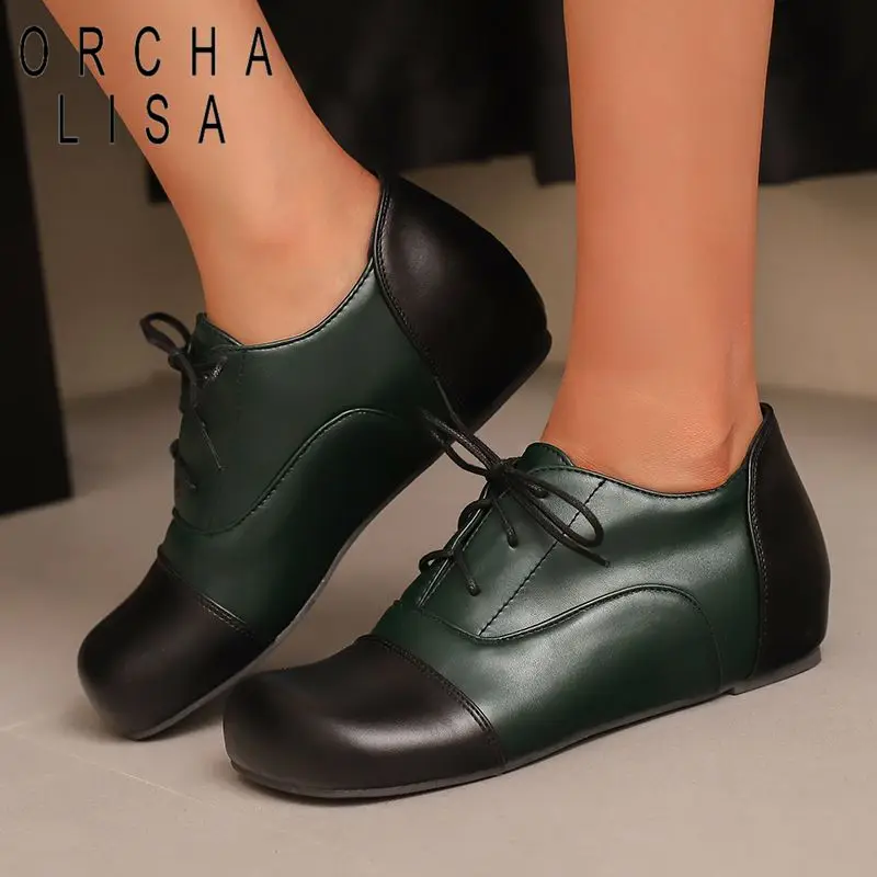 

ORCHA LISA2025 Популярные женские туфли-лодочки для отдыха с круглым носком и каблуком 4 см, на шнуровке, большие размеры 49 43, 44 48 49 50