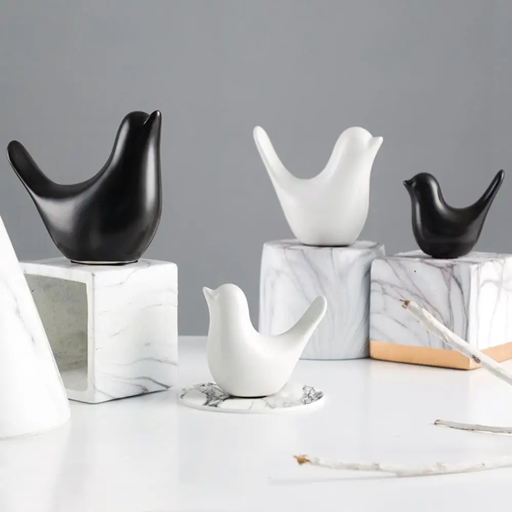 1 Set Modern Style Bird Sculpture Realistic Creative Animal Shape Ornaments Simple Ceramic Bird Figurines