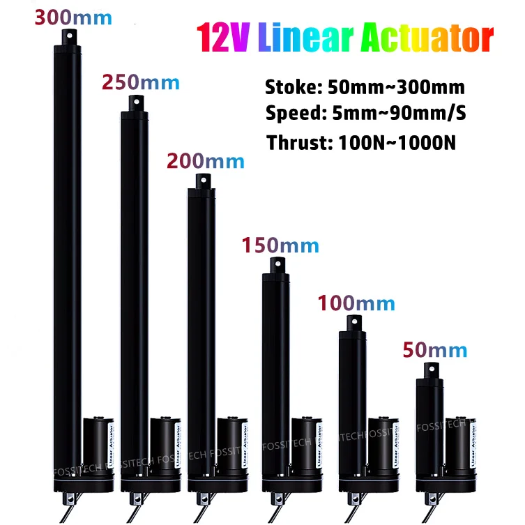 

Hot Sale 12V Linear Actuator 50/100/150/200/250/300mm Stroke Linear Drive Electric Motor Linear Motor Controller 100~1000N