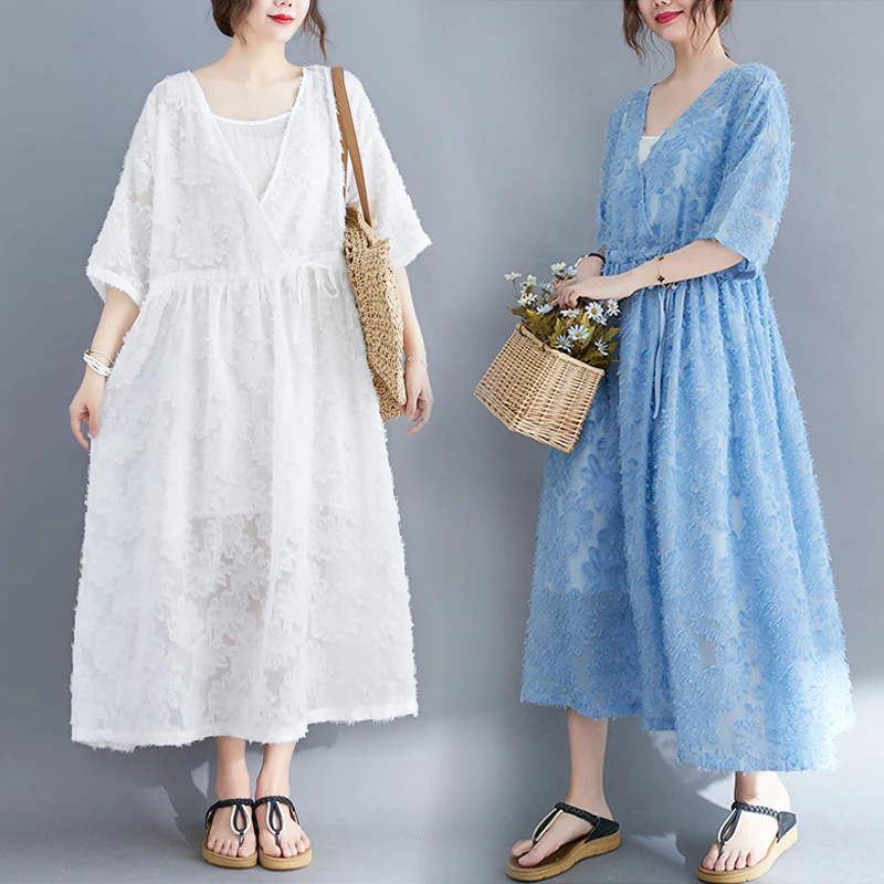 New Korean Sle Daisy Cut out plus Size Dr V Ne Midi Two Piece Set Fat MM Large Size Dr Versatile a Line Skirt