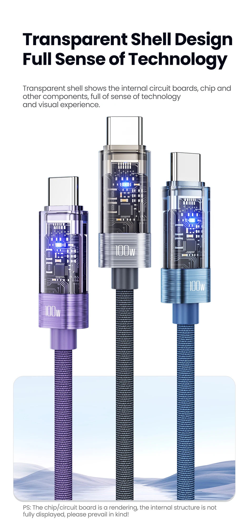 Toocki 100W USB-C-Kabel, 6A, QC4.0, Schnellladefunktion, intelligente automatische Abschaltung, Datenkabel für iPhone 15, Samsung Galaxy S23, S22, Huawei. – Detail 9