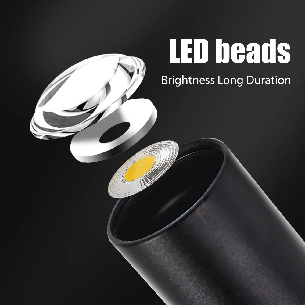 Rechargeable Flashlight LED Mini Work Portable Torch Battery USB Tactical COB Light Outdoor Waterproof Camping Hiking Lights